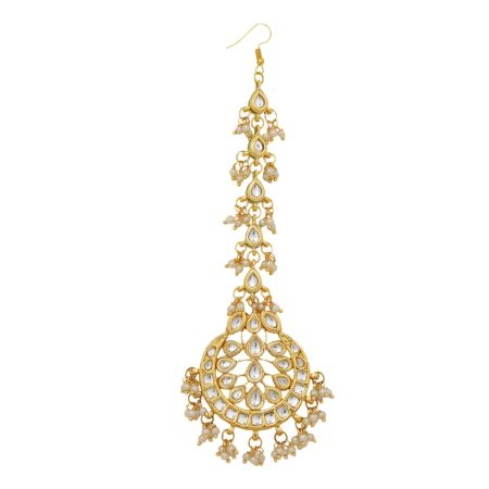 Handmade Kundan Pearl Heritage Maang Tikka Ornament